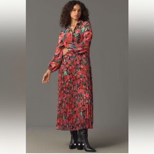 Anthropologie Vibrant Floral Long Sleeve Dress